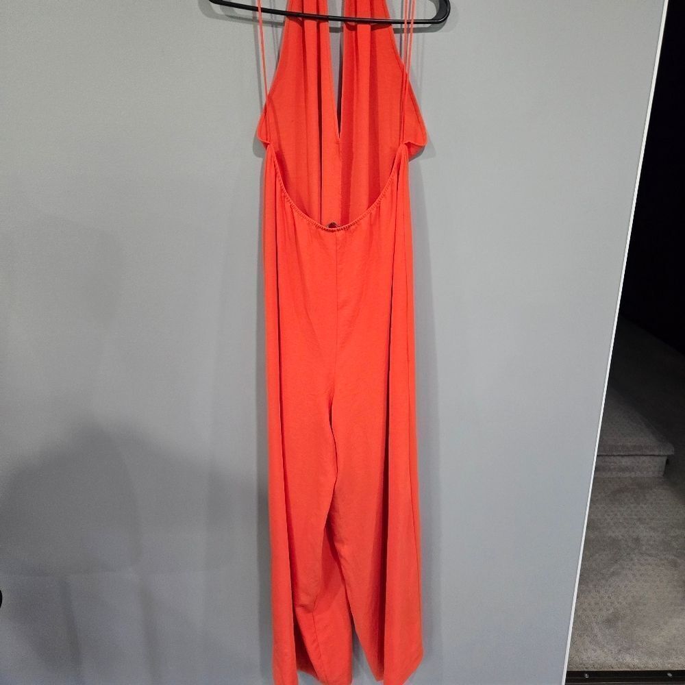 ZARA BRIGHT RED/Orange CREPE PALAZZO JUMPSUIT - Picture 8 of 13